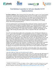 Test kitchen launches to Advanced Quality LCFF implementation